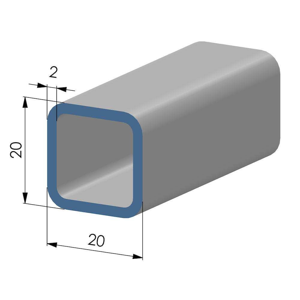 Koker vierkant 20x20x2