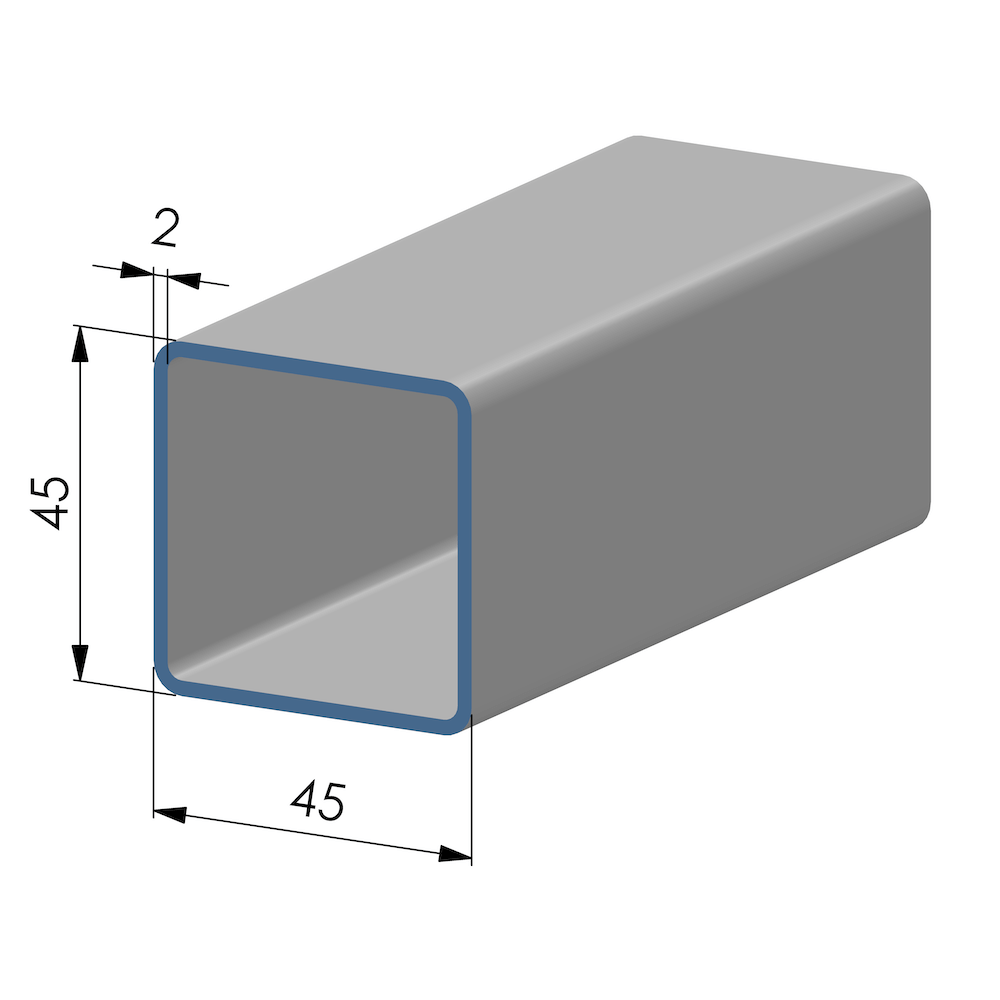 Koker vierkant 45x45x2